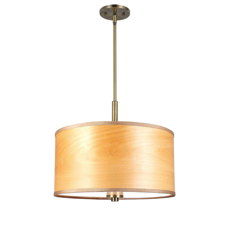 Lustre tambour 3 lumières Ahmia Abularach, Laiton, Brûlé, H 13 po x l 14,5 po x P 14,5 po