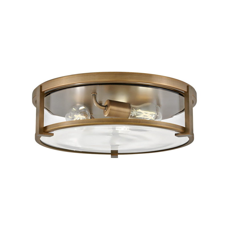 Lowell Three-Light Flush Mount Ceiling Light, Brushed Bronze/Clear Glass