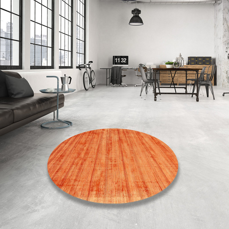 Tapis contemporain orange, Rond 5 pi