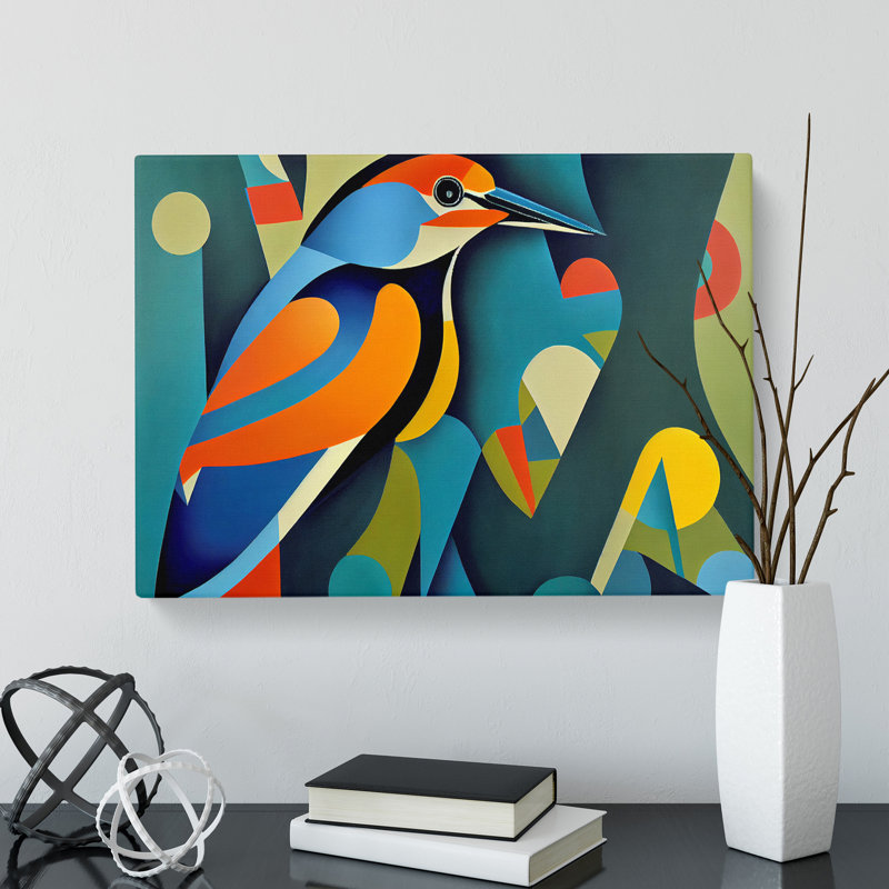 Kingfisher Bird Abstract Vol.5 - Wrapped Canvas, 35cm H x 50cm W x 3cm D