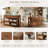 55" Rolling Craft Table with Storages & Drawers, Solid Wood Sewing Table, Brown
