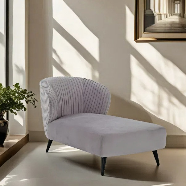 Chaise longue simple en flanelle, Gris clair