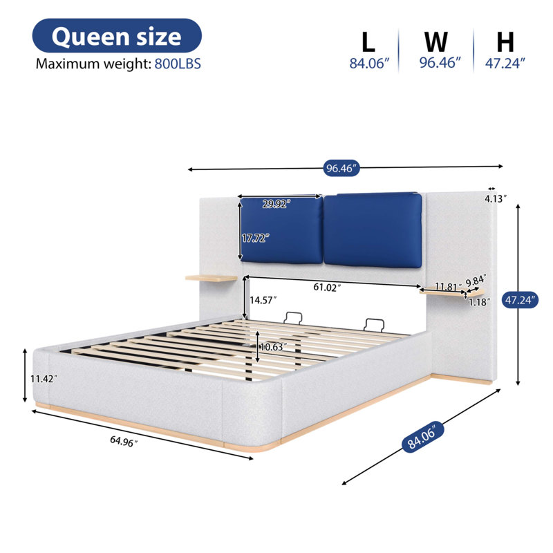 Queen Size Upholstered Platform Bed