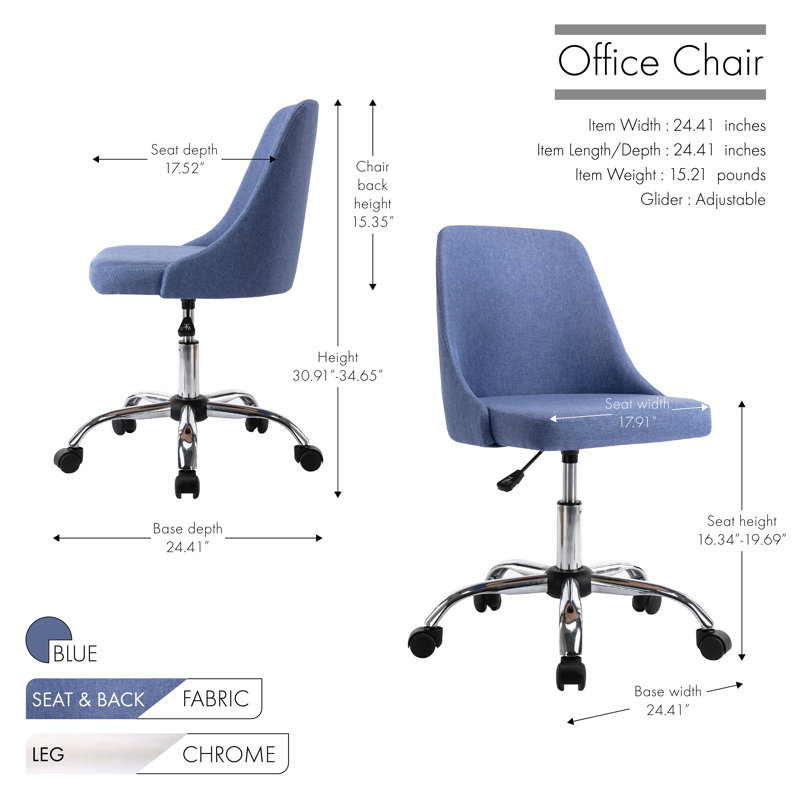 Viggo Fabric Office Chair with Chrome Base, Blue