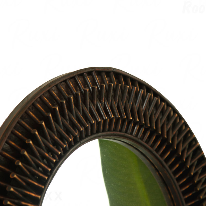 Miroir d'appoint mural rond en bambou naturel