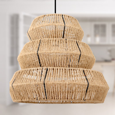 Luminaire suspendu unique en jute à niveaux à 1 lumière de 20 po Addia