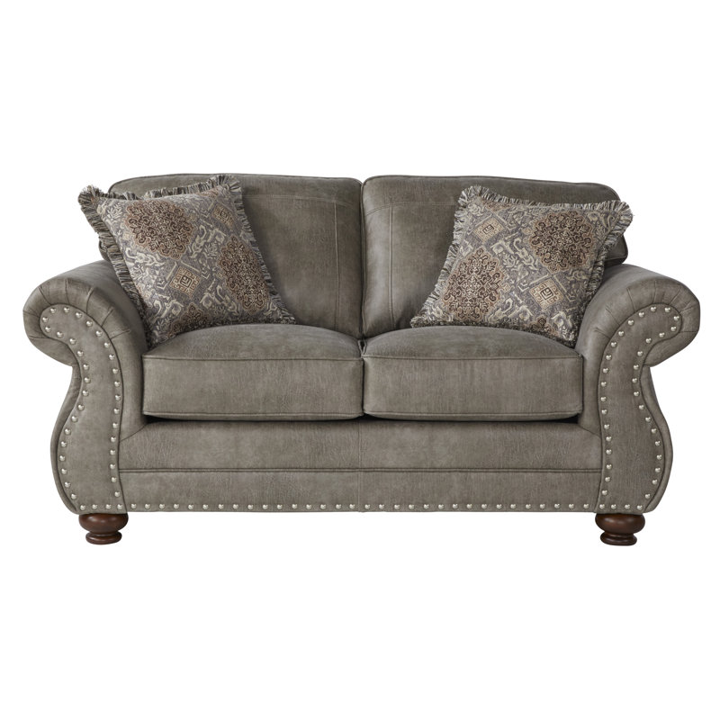 Claycomb 69'' Faux Leather Loveseat, Goliath Mica