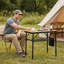 Table de camping pliante, table de pique-nique portable, table pliante en aluminium, 3 tables de salle à manger réglables et légères pour camping-car, pique-nique, plage (motif en bois)