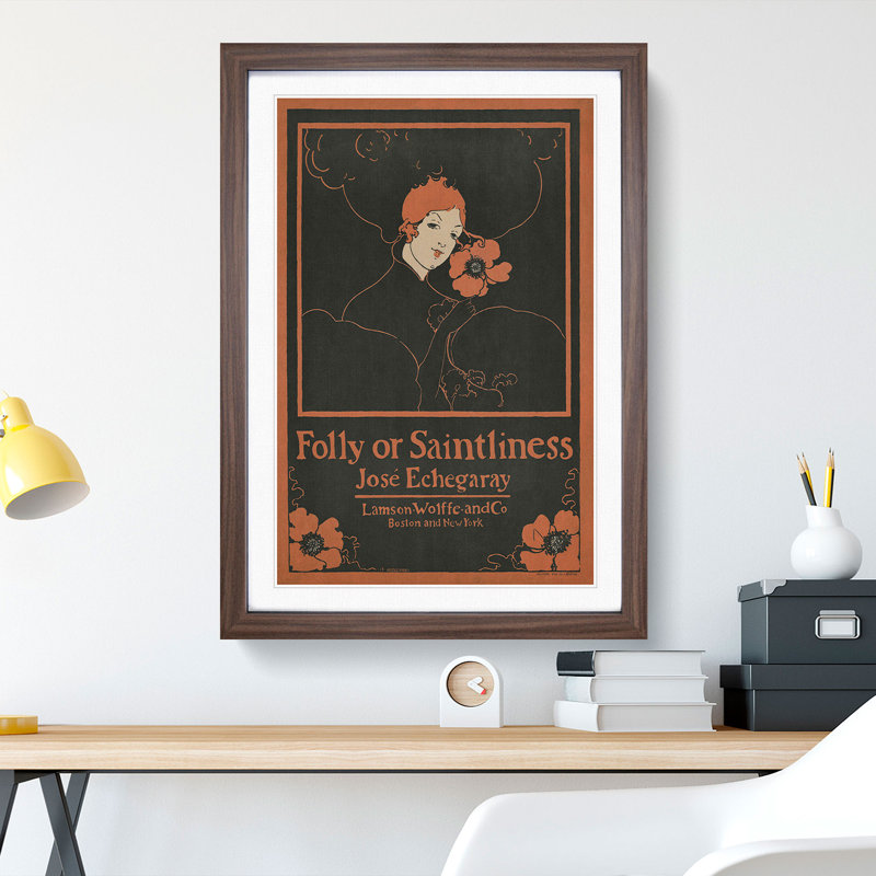 Folly or Saintliness by Ethel Reed - Framed Print, 36cm H x 27cm W x 2cm D, Walnut Framed