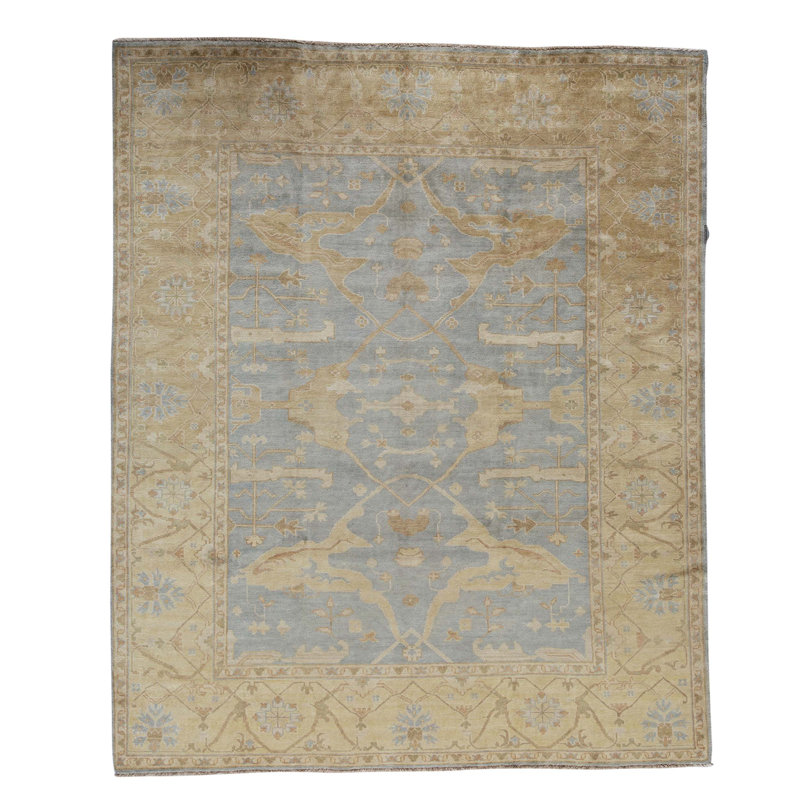 Tapis unique bleu clair / or 8 pi 3 po x 10 pi