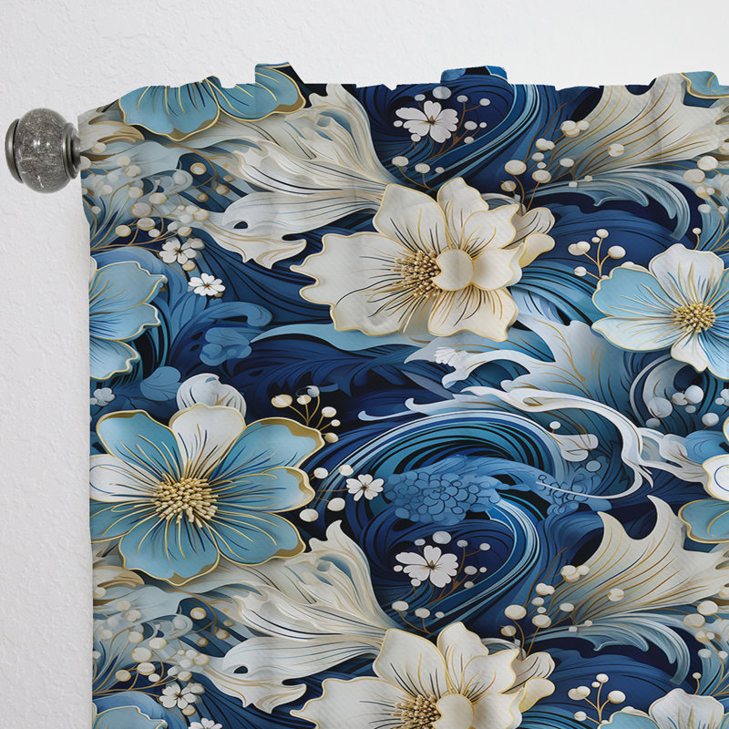Nautique Allure Paisley Motif IV - Rideau floral - Rideau floral obscurcissant - 1 panneaux, L 52 po x L 108 po