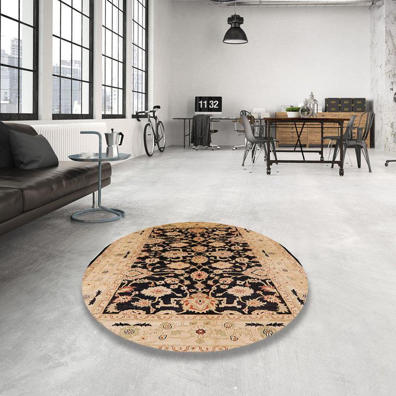 Tapis oriental beige / noir Effron, Rond 5 pi