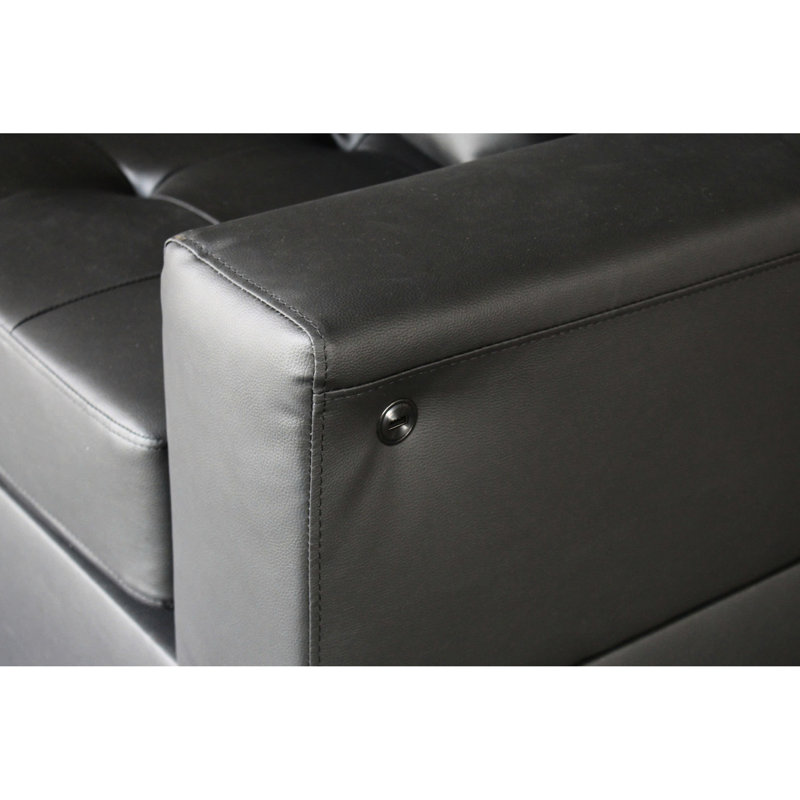 Noir moderne avec lumières à DEL, console de rangement et coussins attrayants Chargeurs élégants, porte-gobelets, sièges à dossier somptueux