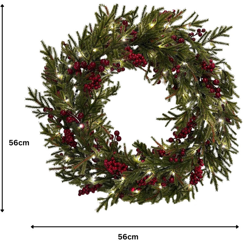 Faux Lighted 56cm Wreath