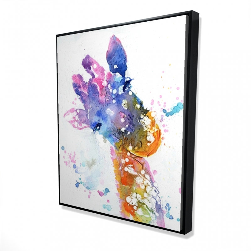 Abstract Giraffe with Color Splash | Orange Animals Canvas Art