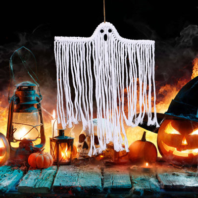 Halloween Decoration Hanging Ghosts Macrame Wall Hanging Ornaments Hand Woven Wall Decor
