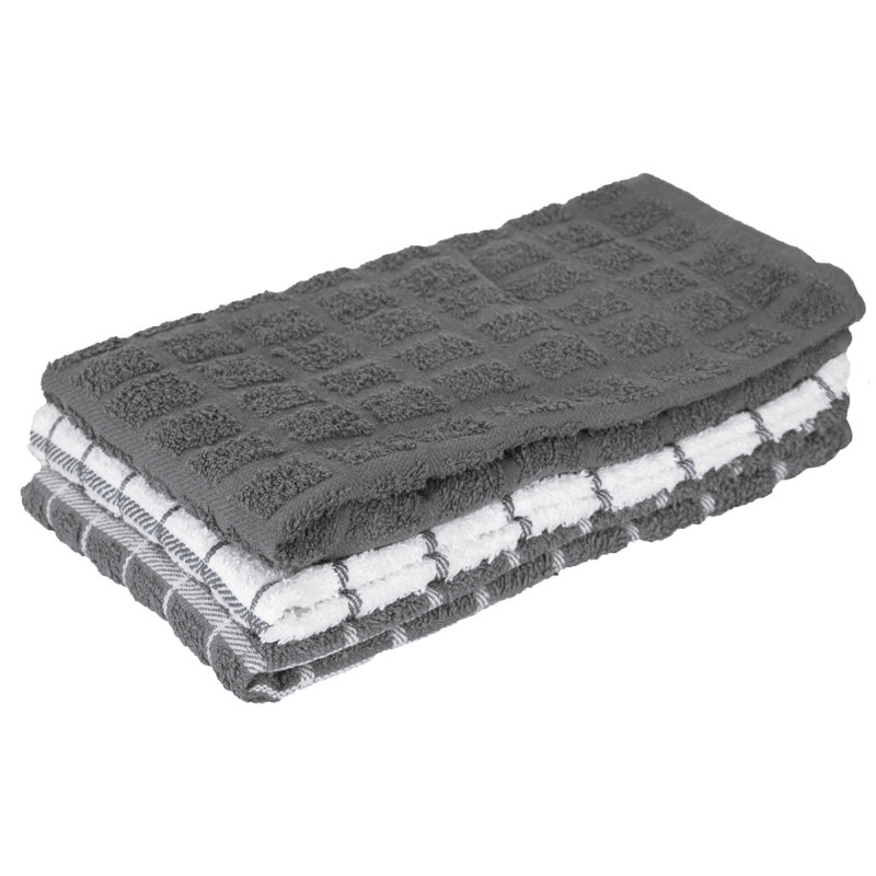 Cotton Plaid Tea Towel Kitchen Towel, Gray