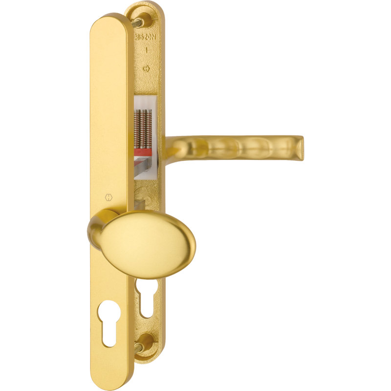 Keyed Right Hand Door Handle, Aluminium Gold