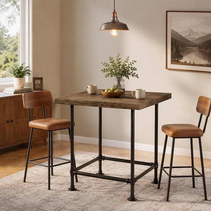 Table bistro 35,4 po, comptoir à café avec plateau en bois et plateau en bois