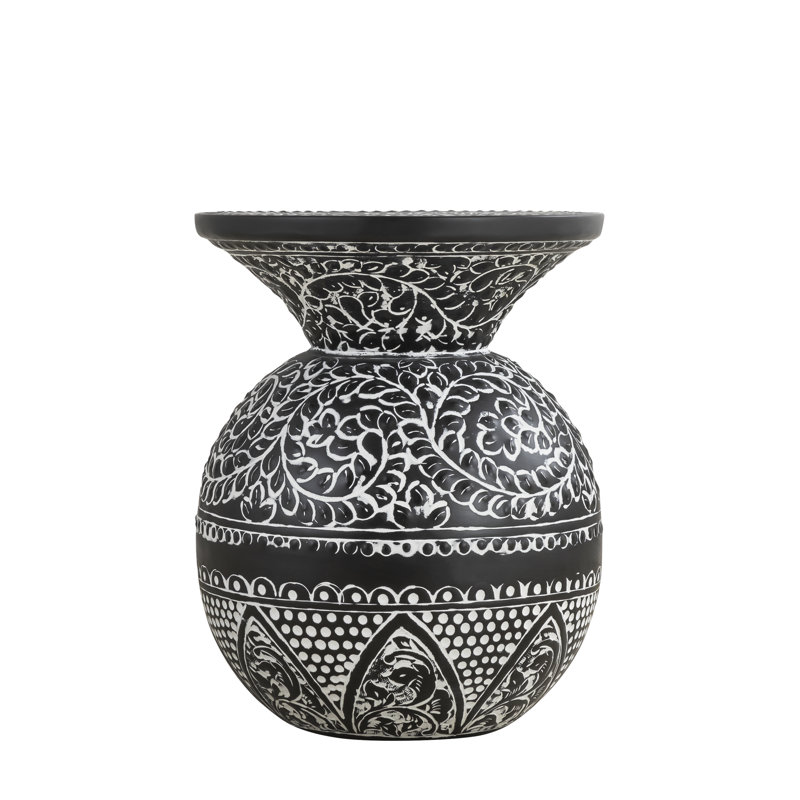 Aaliana Black and White Patterned End Table