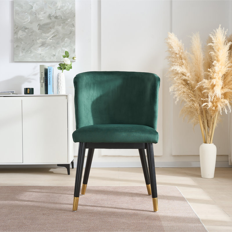 Single Sofina Modern Velvet Dining Chair, Tufted Back, Wooden Frame, Green