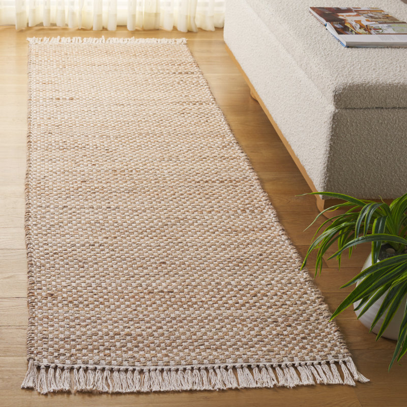 Tapis naturel / jaune Tije 978, Tapis de couloir 2 pi 3 po x 8 pi