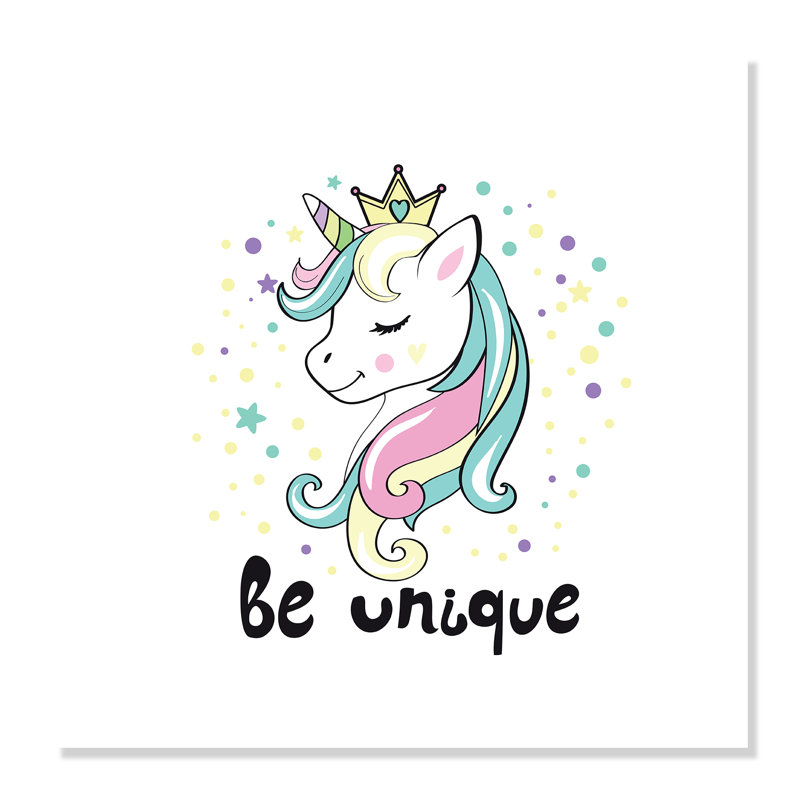 «Be Unique», impression sur papier licorne, H 20 po x l 20 po x P 1 po, Papier