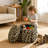 Leopard Round Ottoman With Storage, Acacia Wood Frame Small Coffee Table & Hidden Storage For Living Room Fully Assembled