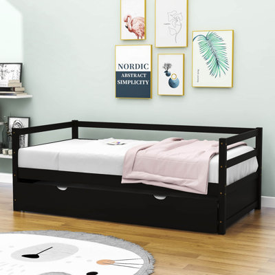 Edricka Twin Size Wooden Daybed with Trundle -  Harriet Bee, 3E75FB7B6405458F8348685DAAFB5786