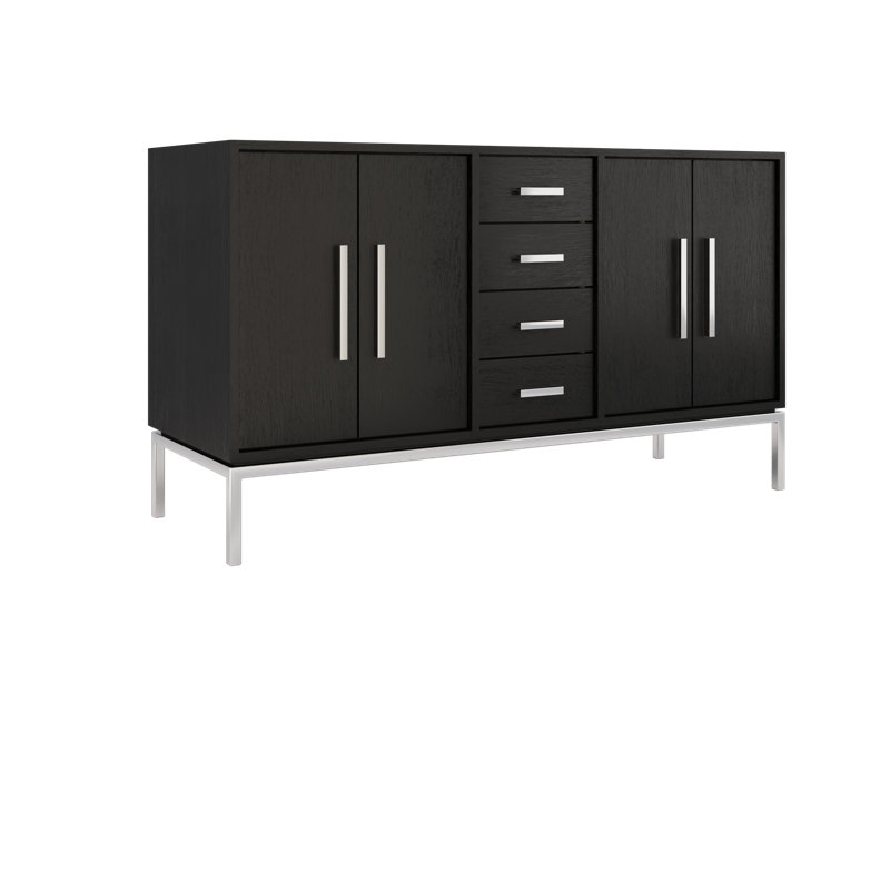 Rift White Oak Double Bath Vanity, 60", Classic Black, Polished Chrome