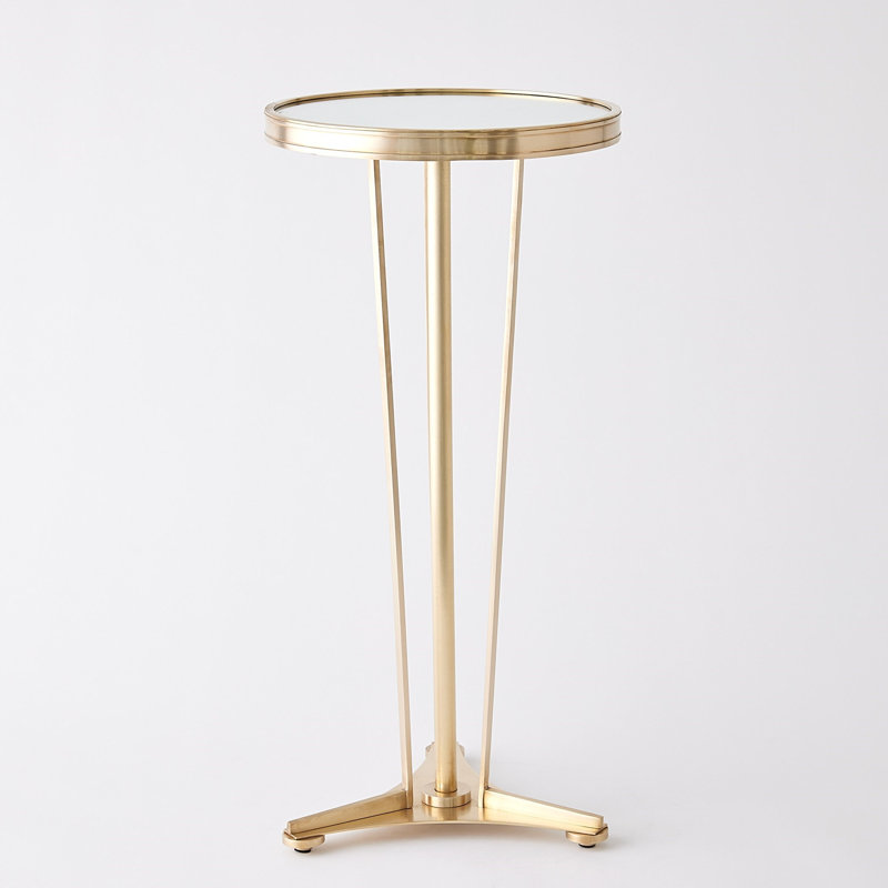 French Moderne Side Table, Antique Brass