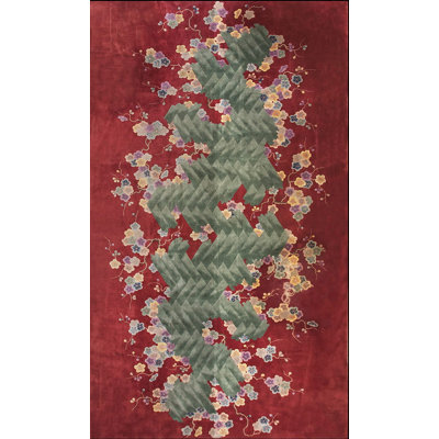 Antique Art Deco Large Room Size Wool Claret Rug