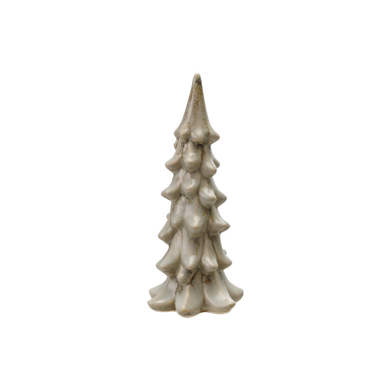 Stoneware Tree Figurine With Reactive Glaze