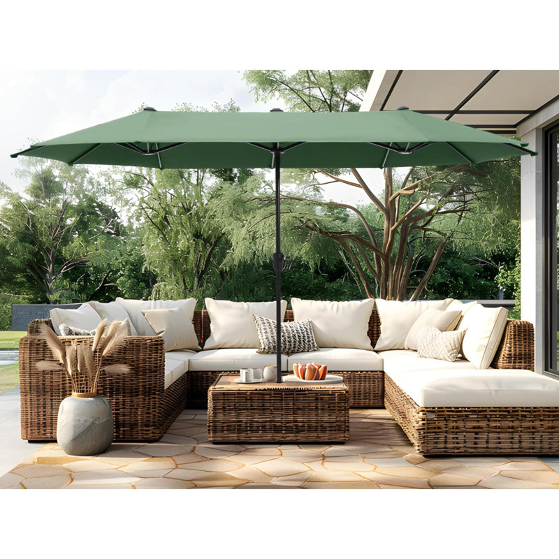 Parasol de marché rectangulaire à manivelle 6,00 po x 8 po Louwrens, Vert menthe