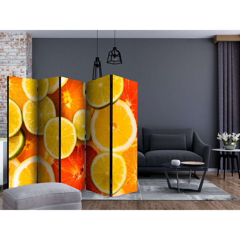 Giovana 225 cm W x 172 cm H 5 - Panel Solid Wood Folding Room Divider