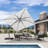 Rosemin 10' Square Lighted Cantilever Umbrella with Base and Solar Powered LED Swivel-973788254