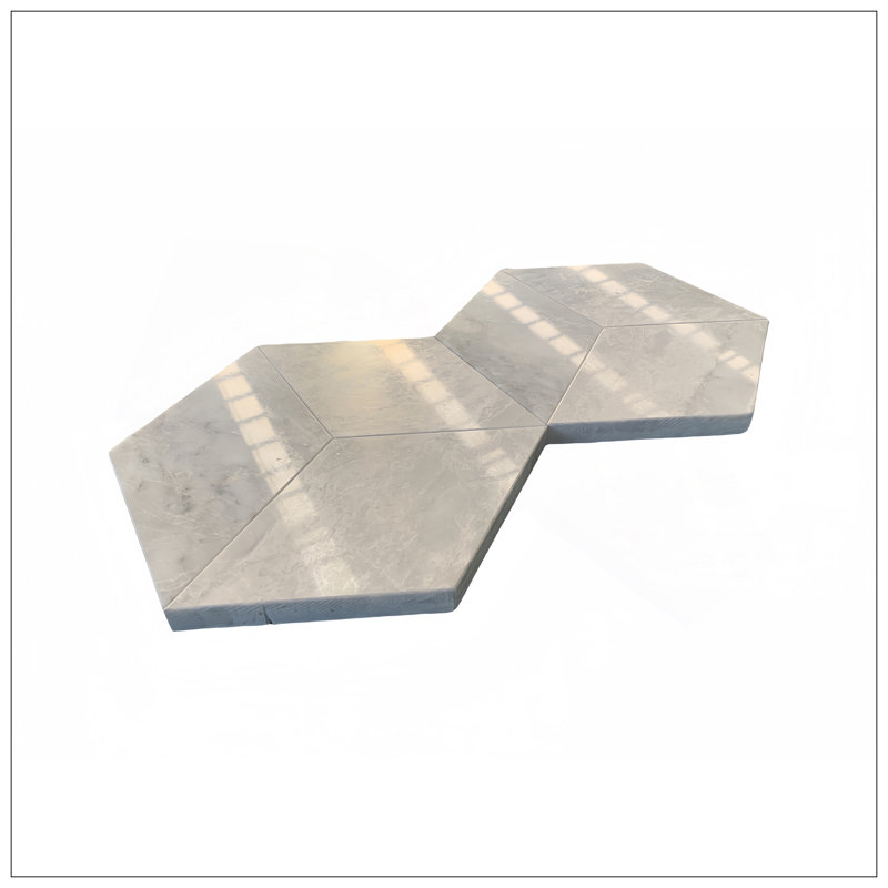 Hexagon Carrara Grey Polished Marble Tiles, Natural Stone For Wall And Floor, 12 Pieces Per Box, 7.1 Sq Ft Coverage