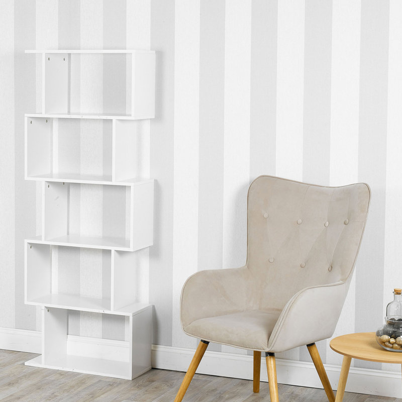 Tasker 159cm H x 60cm W Geometric Bookcase, White