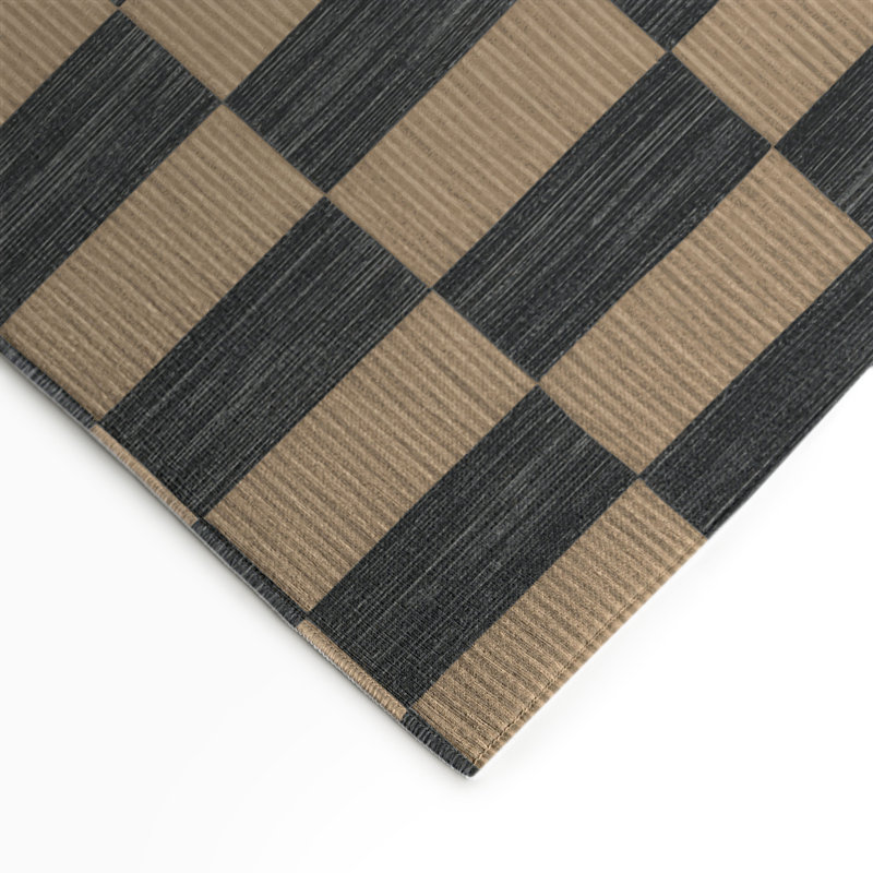 Tapis d'intérieur et d'extérieur à carreaux brun, Rectangulaire 3 pi x 5 pi