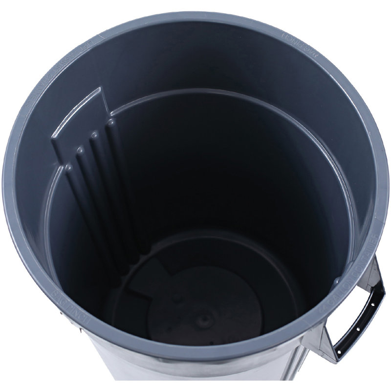 Gray Heavy-Duty Plastic Waste Container with Handles - 44 Gallons