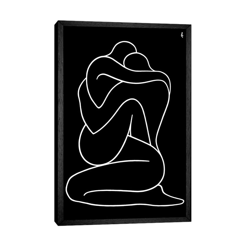 Lovers by Lia Chechelashvili - Painting on Canvas, Black Framed, 152.5 cm H x 101.5 cm W