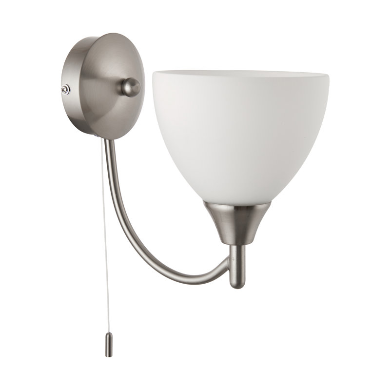 Barium Steel Armed Sconce, Satin Chrome
