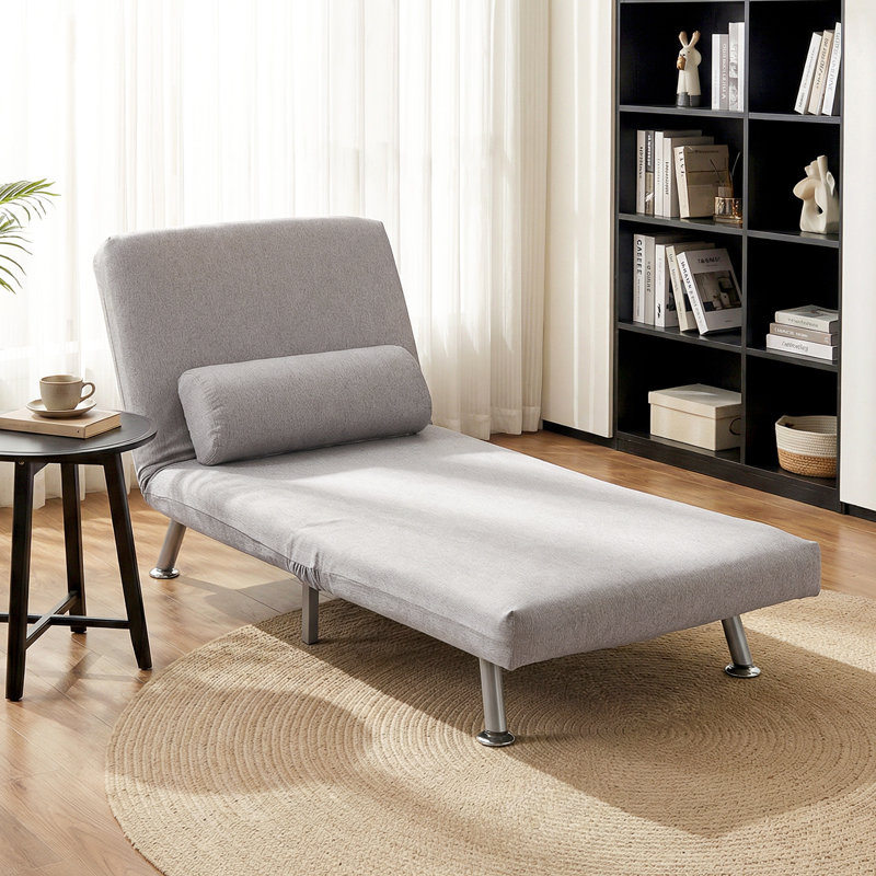 Kendall Folding 5 Position Convertible Sleeper Chair Bed, Dark Grey