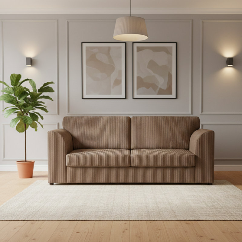 3 Seater Corduroy Sofa, Beige