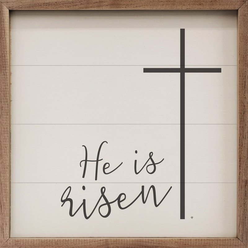 He Is Risen Cross White, 4" H x 4" W x 1" D