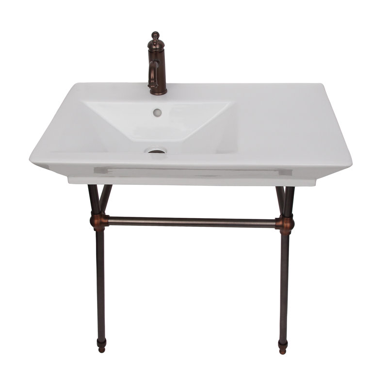 Barclay 19.38'' White Fireclay Rectangular Bathroom Sink with Overflow
