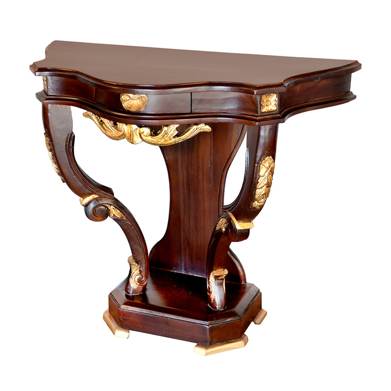 Console de couloir rétro, Bois espresso / or, Bois espresso