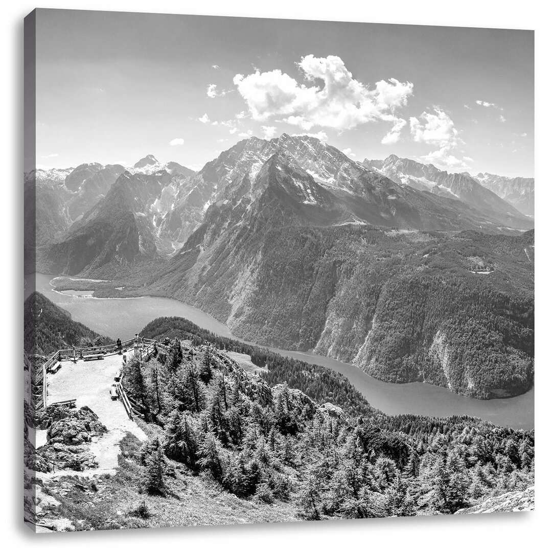 Leinwandbild Blick vom Berg über dem Königssee in Bayern