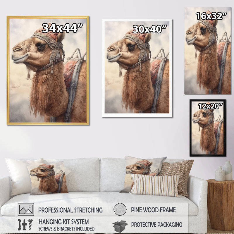 " Camel Desert Nomad VII ", Black Single Picture Framed, 20" H x 12" W x 1" D