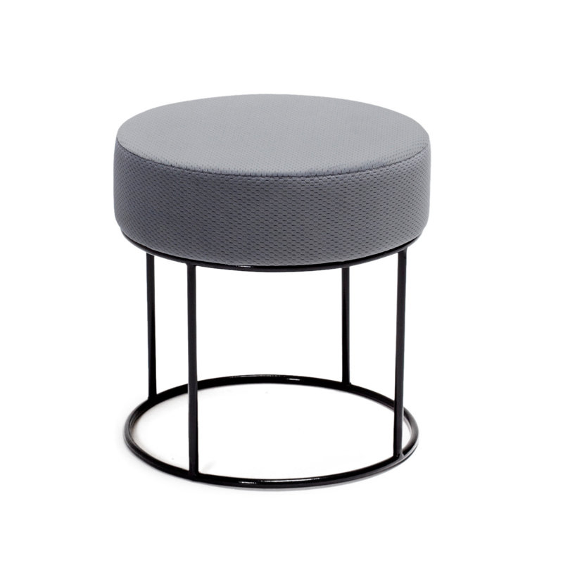 Emmi-Leigh Round Footstool Ottoman, Gray 100% Polyester
